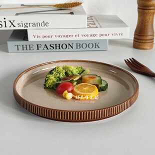 超赞赫鲁兹复古陶瓷浅盘山野风餐盘菜盘意面盘点心盘摆拍盘微瑕疵