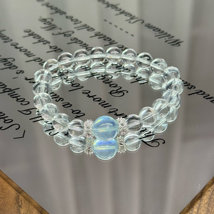 甜穗Crystal 天然白水晶手链海蓝宝水晶手串珠子白水晶高级感手饰