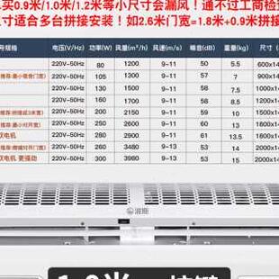 门口风幕机商用静门头音工业门帘冷库专用12米18米商场家用 高档