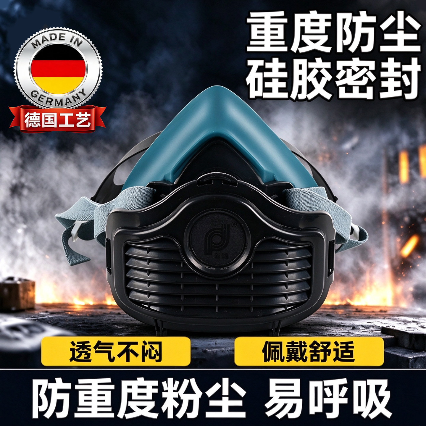 硅胶防尘口罩防护面罩防工业粉尘