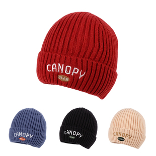 冬季款毛线帽中大童套头帽休闲儿童帽子保暖男女宝宝帽防寒风帽子