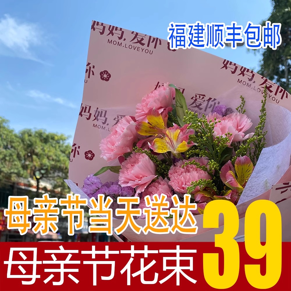 [母亲节康乃馨花束]实体花店送礼物同城鲜花速递福建省顺丰包邮