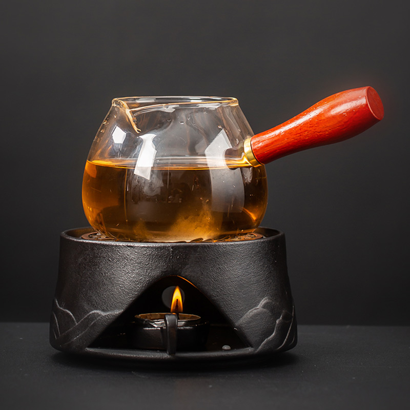 日式蜡烛煮茶炉陶瓷底座暖茶器家用玻璃公道杯加热保温烤茶小茶炉