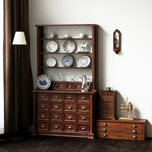 闻森复古展示架陈列柜实木餐边柜