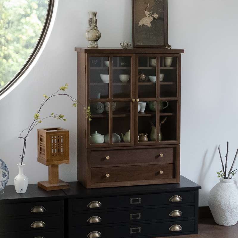 闻森家居北美黑胡桃木美式复古柜