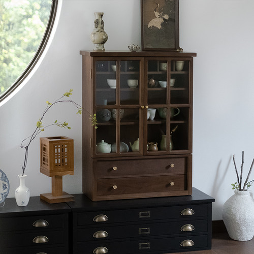 闻森家居北美黑胡桃木美式复古柜