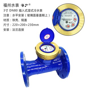 铜罩水表50冷热水可拆式 旋翼式 DN502寸4寸法兰水表国标80指针湿式