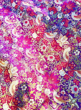 鸟语花香紫色螺钿三马宋锦全丝名家宋锦宋锦手作做包包发夹葫芦