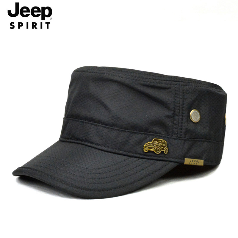 JEEP吉普帽子男士户外平顶帽春夏秋简约鸭舌帽太阳帽四季速干男帽
