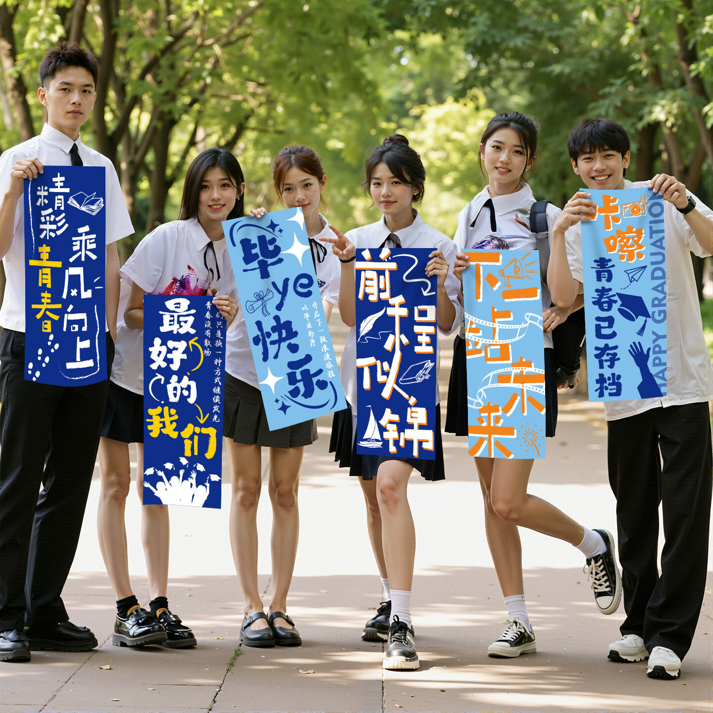 毕业季快乐手持横幅kt板装饰中大学班级活动布置合影拍照道具