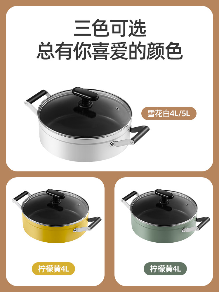 普匠双耳多功能料理锅煮粥煲汤火锅大容量食品级汤锅安全不粘涂层