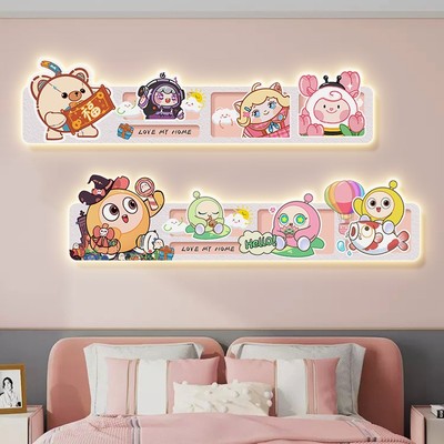 卡通儿童房装饰画带钟表