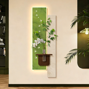 水培绿植中古风玄关装饰画入户正对门走廊过道挂画立体造景墙壁画