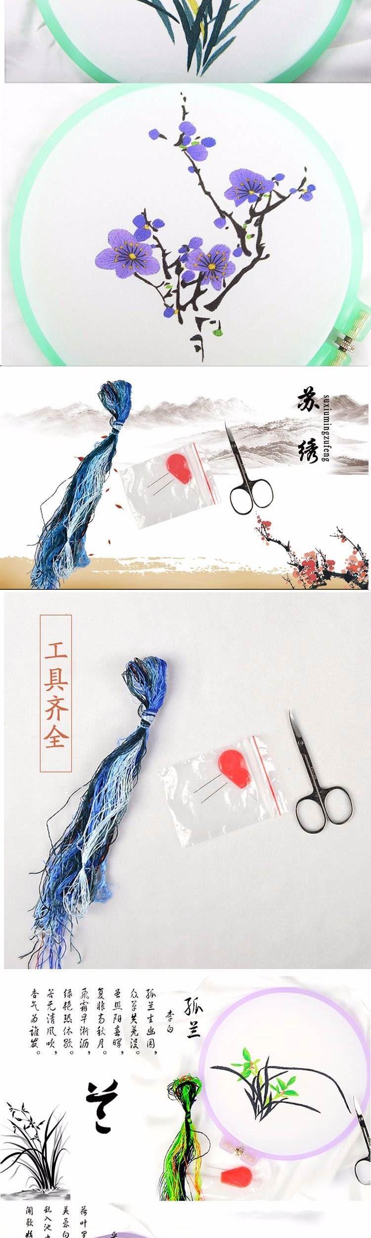 Su thêu thêu tự làm người mới bắt đầu kit công cụ khăn tay truyền thống gói vật liệu Bianhua thêu hoa thêu cổ - Bộ dụng cụ thêu tranh thêu chữ nhẫn