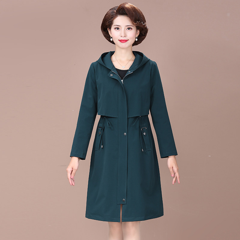 妈妈风衣外套中长款收腰新款春秋减龄阔太太洋气中老年人女装大衣