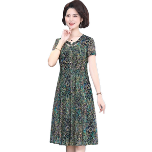 中老年妈妈装夏季裙子洋气2026新款减龄遮肚台湾纱夫人连衣裙