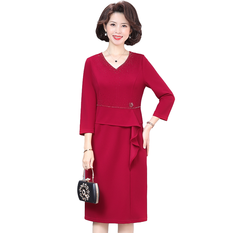 妈妈婚宴礼服2023新款喜婆婆裙子