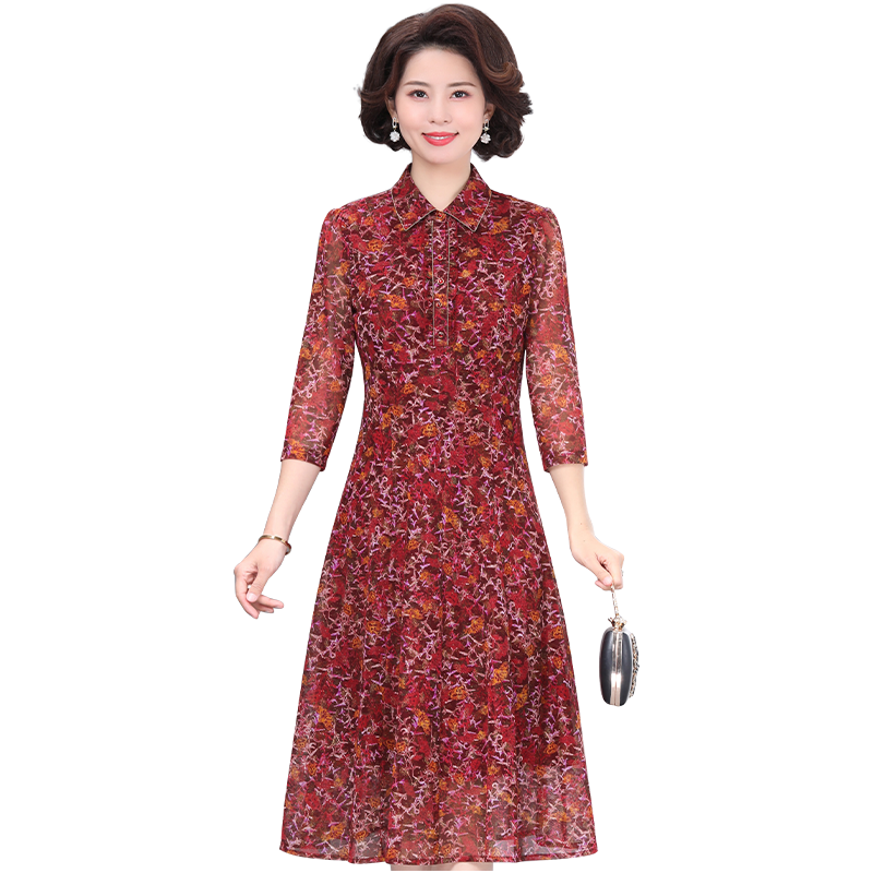 妈妈高贵夫人洋气连衣裙高档大牌