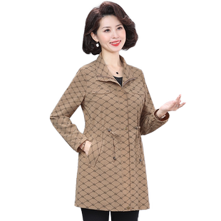 中老年女士风衣2025新款立领休闲大码妈妈装春秋薄上衣外套母亲节