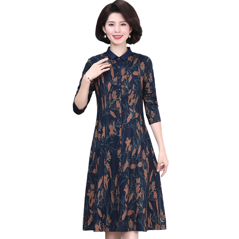 中老年女春秋貂绒裙子高端2025新款打底洋气质时尚妈妈大码连衣裙