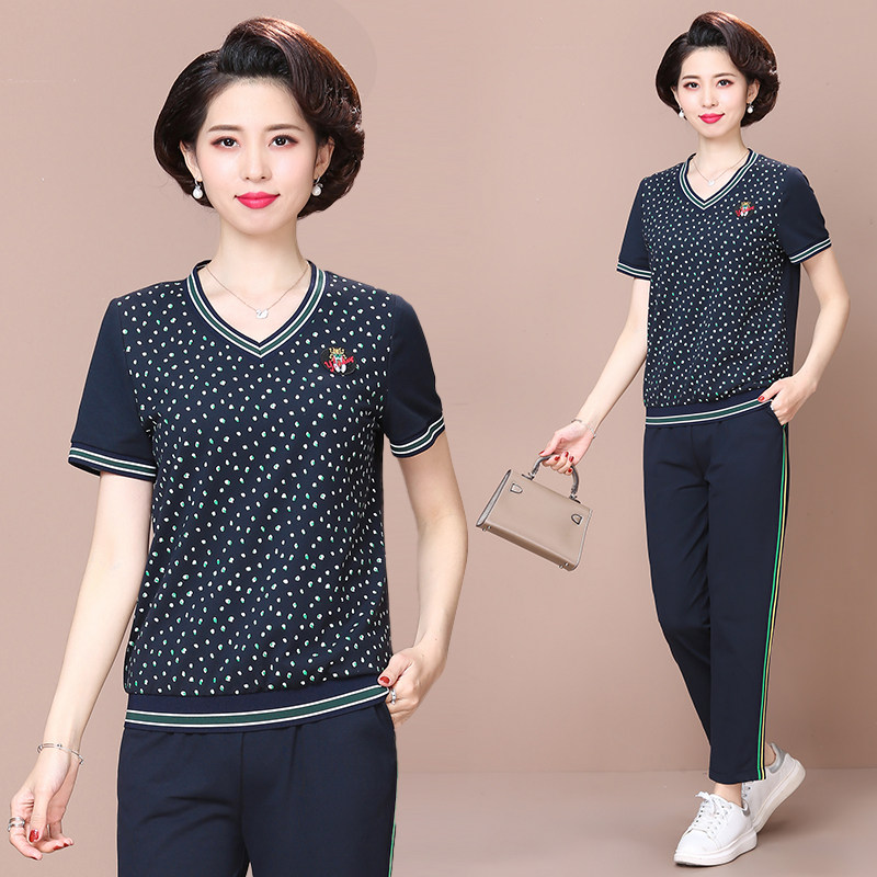 妈妈夏装运动套装时尚洋气中老年衣服2025新款休闲品牌高端两件套