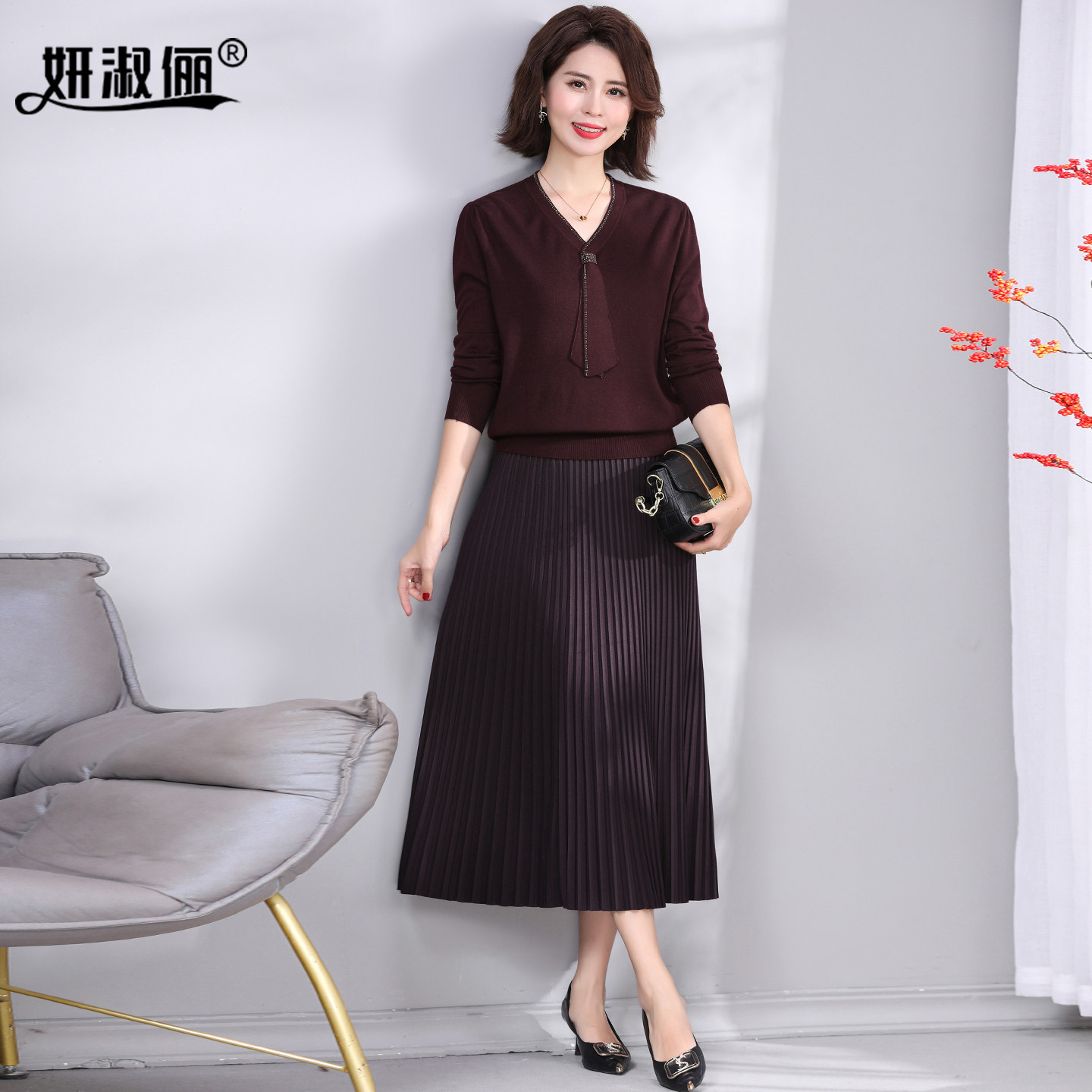 50多岁妈妈羊毛衫套装裙一整套图片