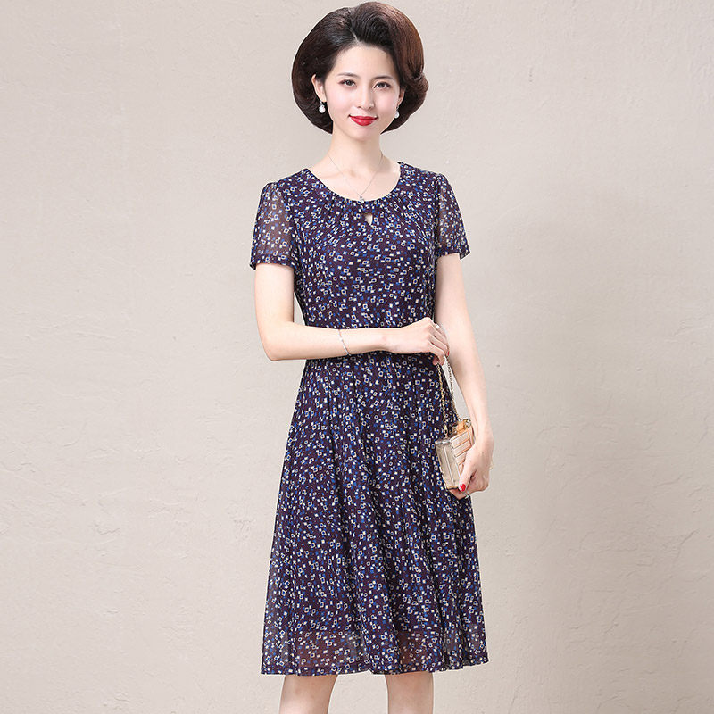 中年妈妈连衣裙高贵洋气新款台湾纱显瘦中老年女装时尚气质裙子夏