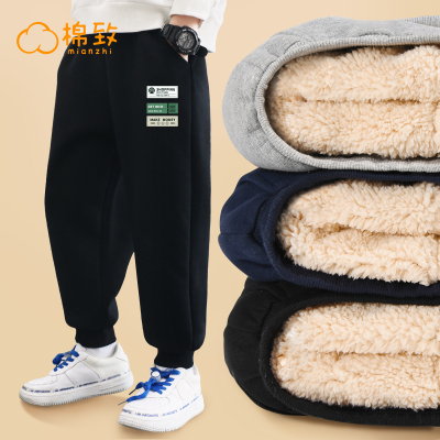 棉致童装衣服双层加厚卫裤