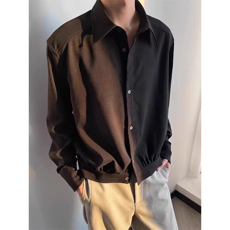 知识分子风黑色衬衫男高级感长袖春季高智感穿搭衬衣薄款夹克外套