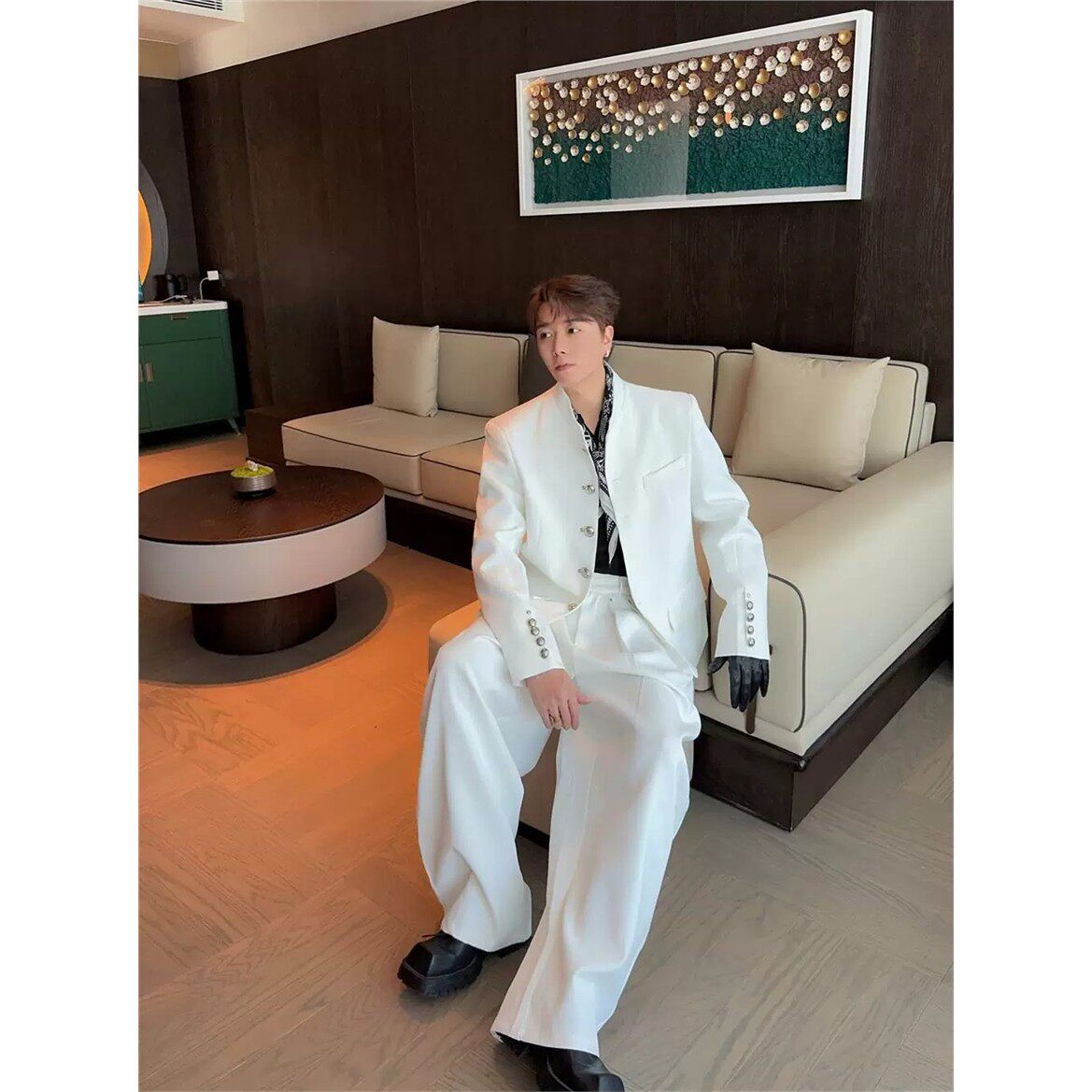 轻奢立领西装外套男女春秋季新中式金属扣高级感明星同款西服上衣