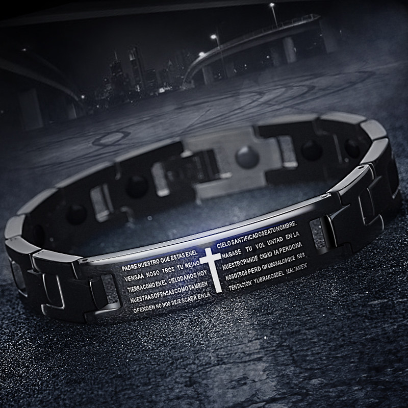 钛钢十字架男士手链韩版个性潮男手环学生手饰手镯潮人简约首饰品