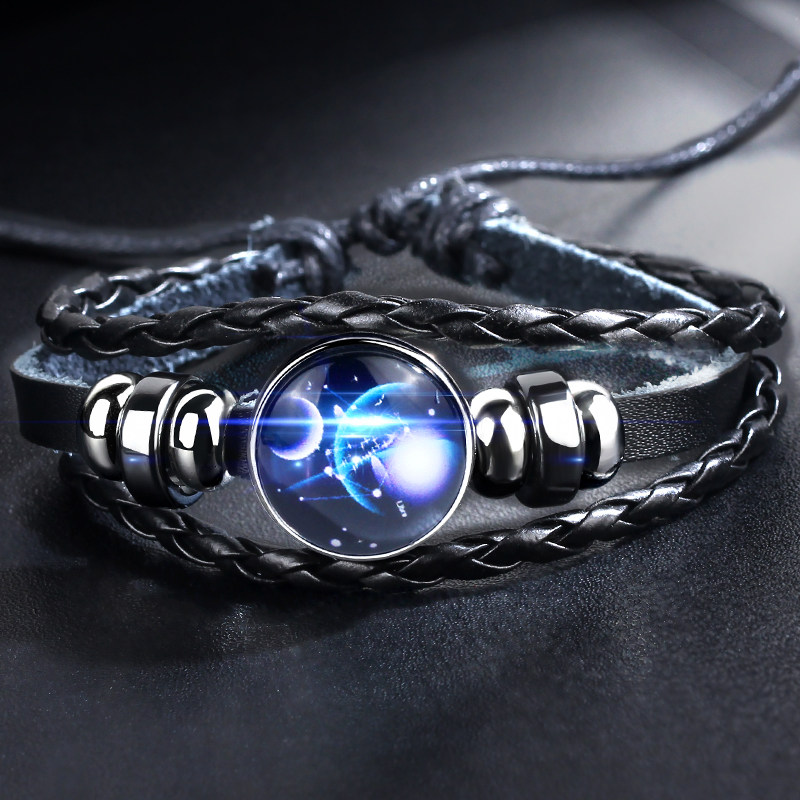 十二星座编织手绳男士手链韩版个性潮手饰手镯单身简约皮绳首饰品