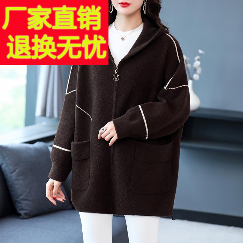 加肥加大码女装秋冬高贵上衣中长款双面羊绒大衣中年妈妈毛呢外套