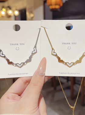 钛钢爱心项链轻奢高级感气质百搭不掉色锁骨链设计感精致颈链配饰
