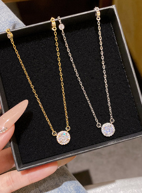 日韩小众百搭钛钢项链配饰女小巧精致锆石吊坠轻奢时尚气质锁骨链