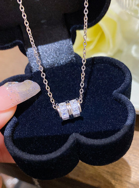 超闪锆石钛钢不掉色项链小众百搭高级感吊坠轻奢ins风锁骨链项饰