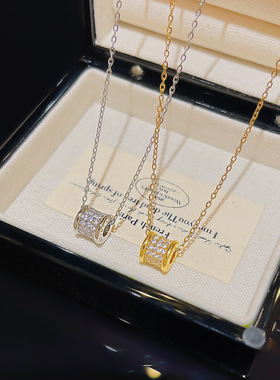 气质圈圈钛钢项链女百搭高级感吊坠小众设计感锁骨链轻奢气质颈链