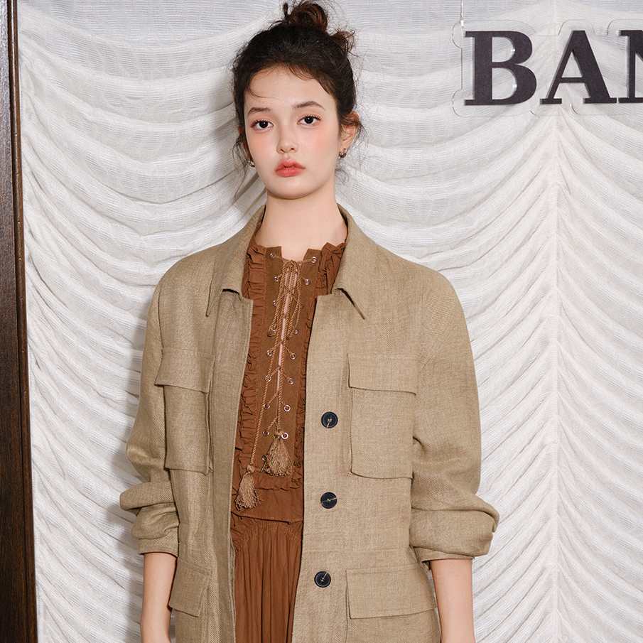 B2F3W261Banana baby2025专柜正品秋麻料宽松外套1199