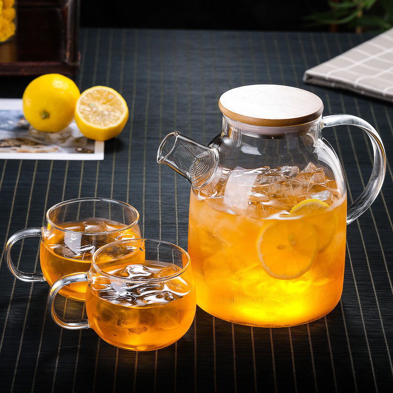 冷水壶玻璃高硼硅玻璃家用密封大容量冰水壶透明凉茶水杯冷水壶