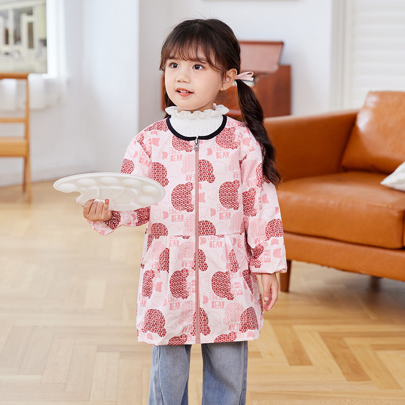 女孩防水罩衣拉链透气公主羽绒服绘画写字幼儿园吃饭防脏陶艺围兜,童装/婴儿装/亲子装,反穿衣/罩衣,淘宝优惠券,粉丝福利购,淘宝优惠卷