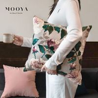 MOOYA【爱丽丝花园】法式复古棉麻抱枕/粉绿花朵靠枕客厅沙发靠垫