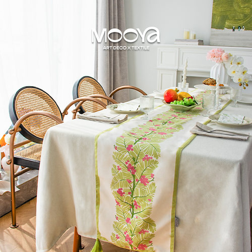 法式绿轻奢桌旗茶几布长方形高级