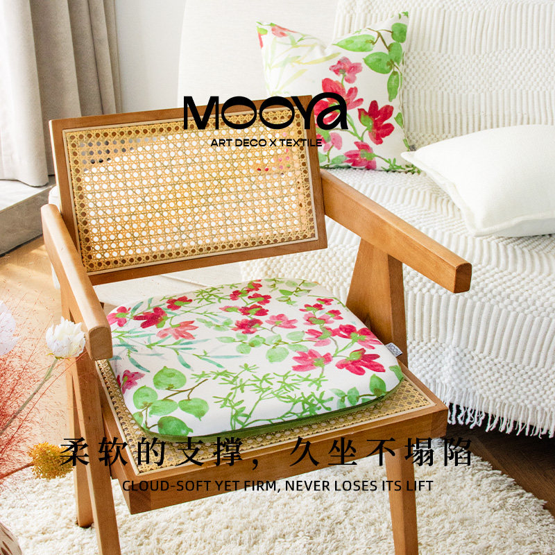 MOOYA撷秀 法式复古印花坐垫餐椅垫办公室久坐屁垫四季通用高级感
