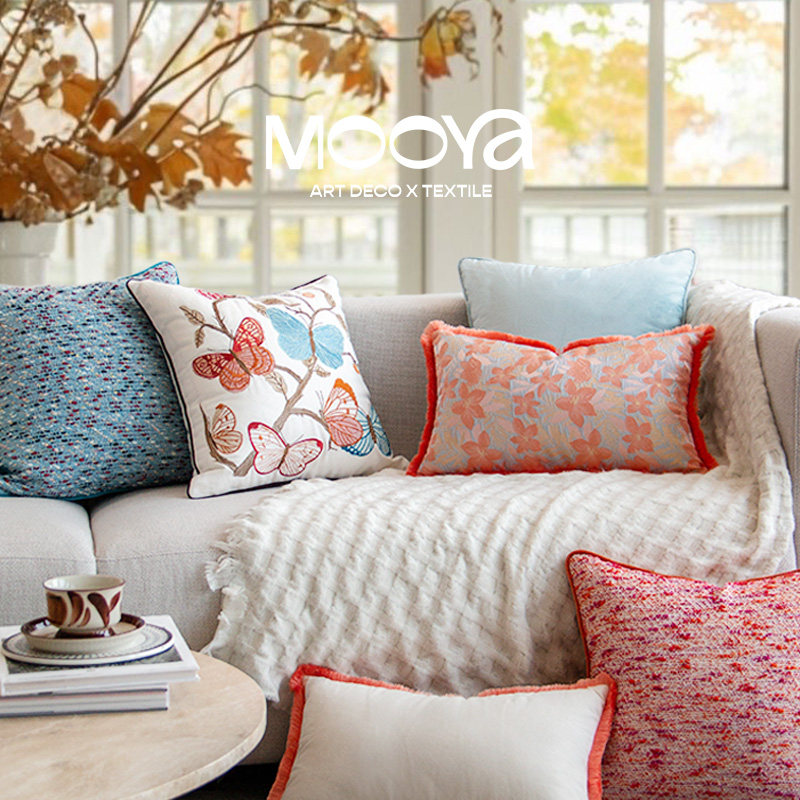 高级客厅沙发重工刺绣抱枕套杭州