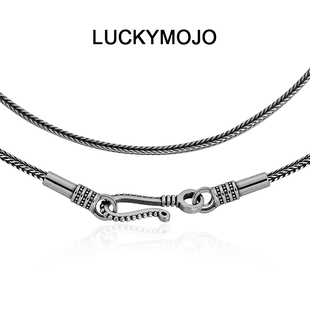 LUCKYMOJOs925纯银龙骨项链男女蛇骨链细链螺丝链头可拆时尚配链