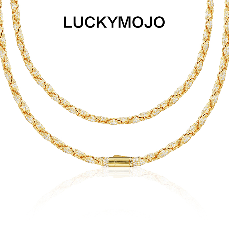 LUCKYMOJOs925银镀金色镂空链条项链女时尚个性锁骨链小众男高级