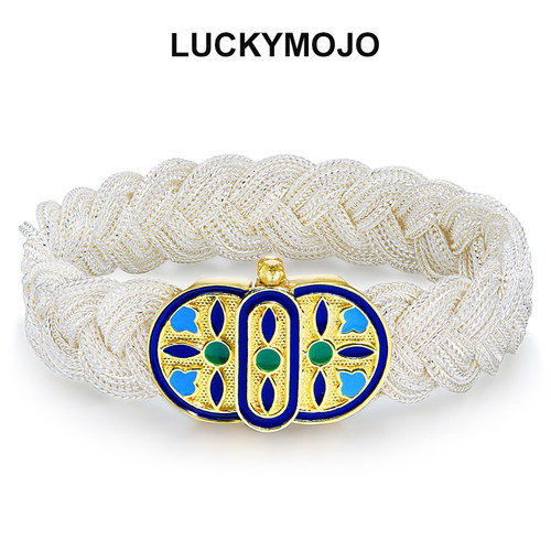 S925银宽版四叶草土耳其编织手链