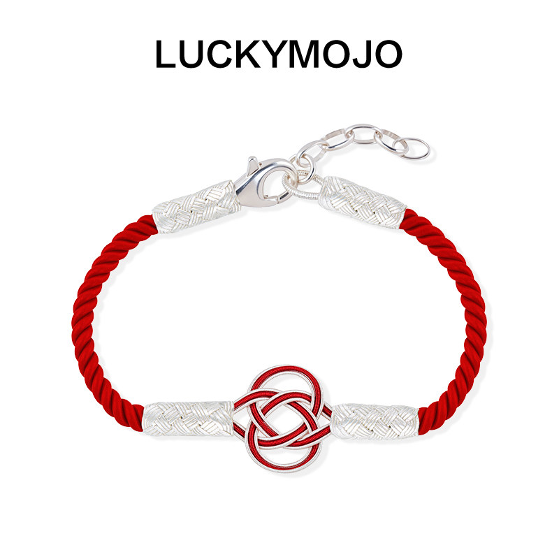LUCKYMOJO本命年限定编织红绳纯银手链百搭时尚新年礼物送女生