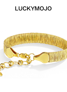 LUCKYMOJOS925银镀金拉丝素链气质女生手链气质时尚小众高级感