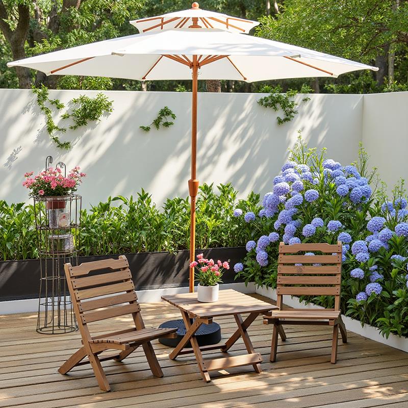 户外庭院桌椅带遮阳伞室外咖啡厅中柱伞商铺用休闲露台太阳伞组合